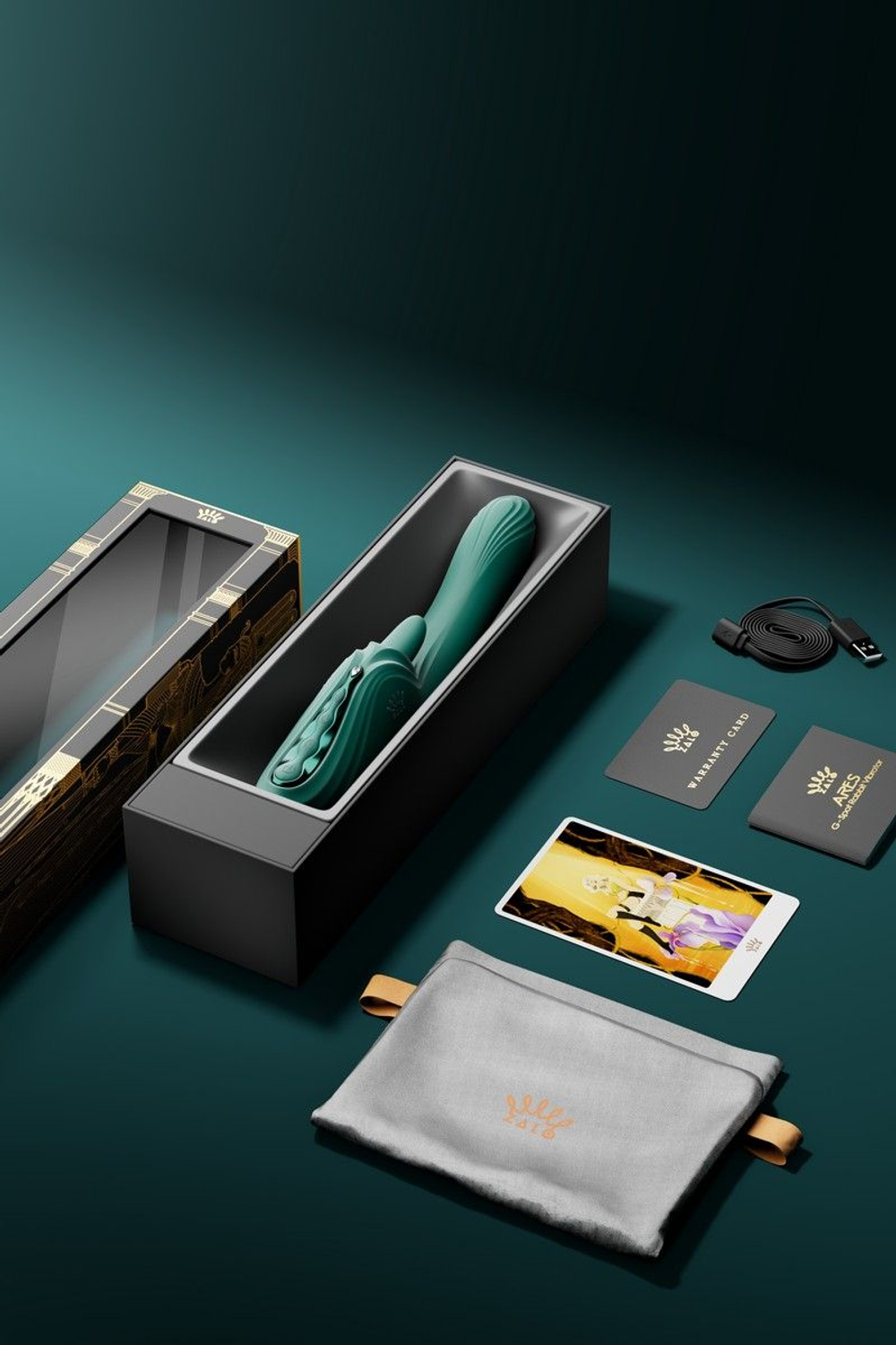 Вибростимулятор-кролик Zalo Ares с подогревом, зеленый