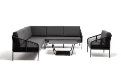 "Канны" модульная угловая лаунж-зона из роупа (веревки), цвет темно-серый