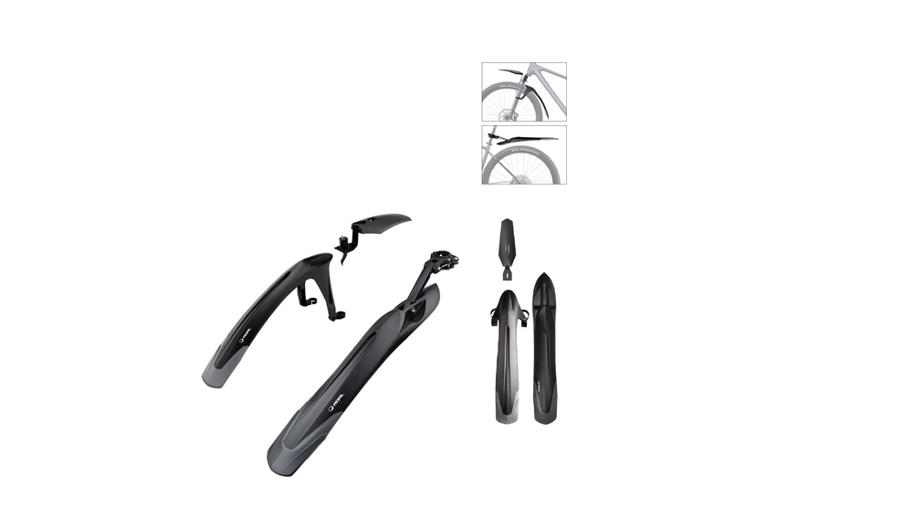 Крылья RBRL MTB 24-29", комплект передне/заднее, крепеж: переднее на штаны вилки, серо-черные