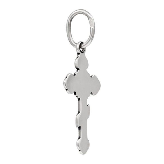 Подвеска Крестик с гравировкой - кулон из серебра, вид сзади полубоком