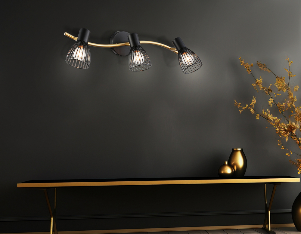 Светильник накладной TR8661/3 BK/GD черный/золото E14/3 max 60W 550*100*170
