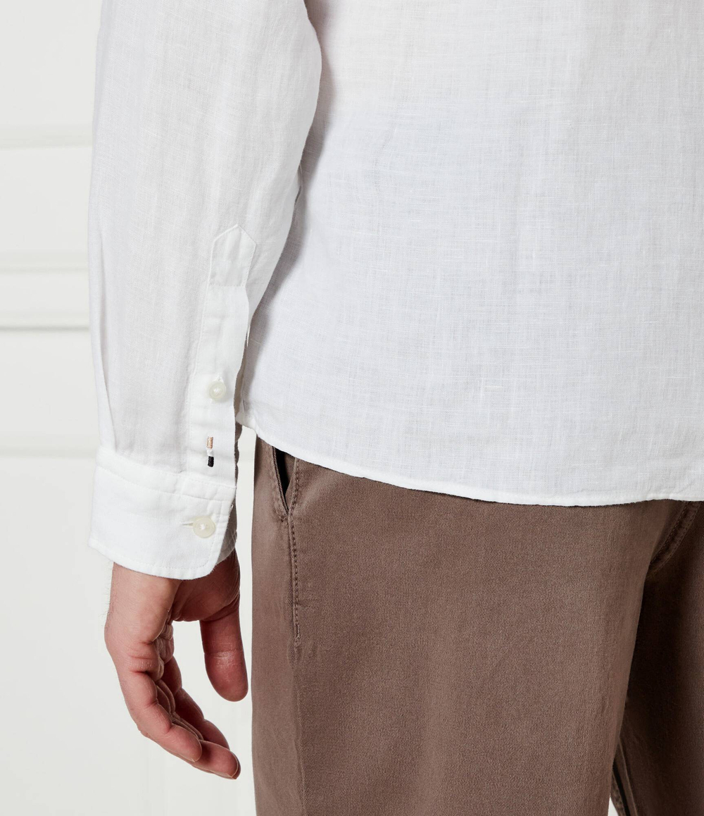 Льняная рубашка H-LIAM-BD-E-C1-243 BOSS BLACK - белый(50522592)