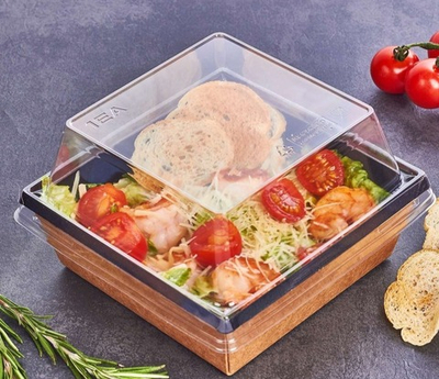 Контейнер куп кры 550мл 50шт 130х130х45мм чёрн (400А)