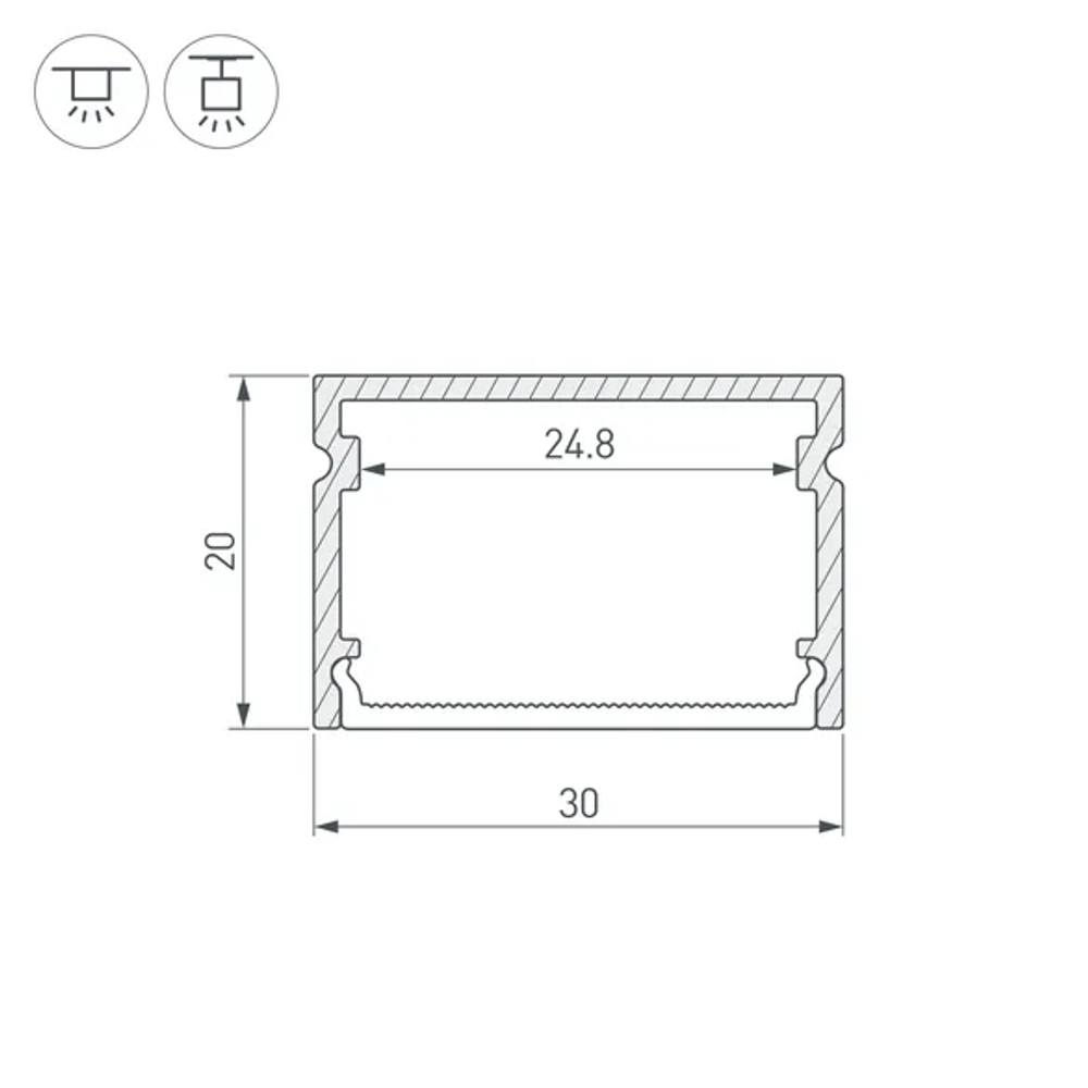 Профиль LINE-3020-2000 ANOD (Arlight, Алюминий) 046962