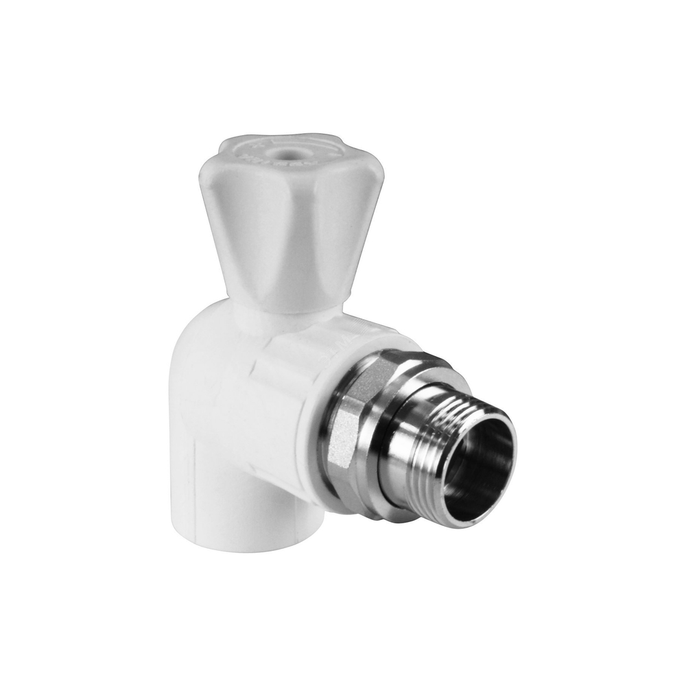 Кран ППР шаровый для радиатора угловой PN25 d20х1/2"