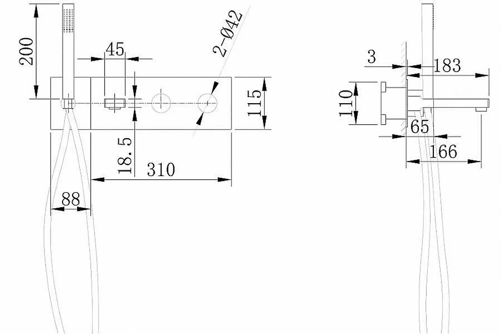 Смеситель для ванны ABBER Rund AF8730B черный матовый