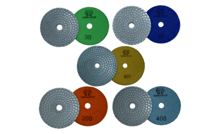 Комплект АГШК ВПК2-100 (Влажная полировка камня, диаметр 100 мм). #30-400 грит. 5 штук