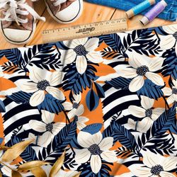 Ткань премиум мембрана цветочно-полосатая иллюстрация