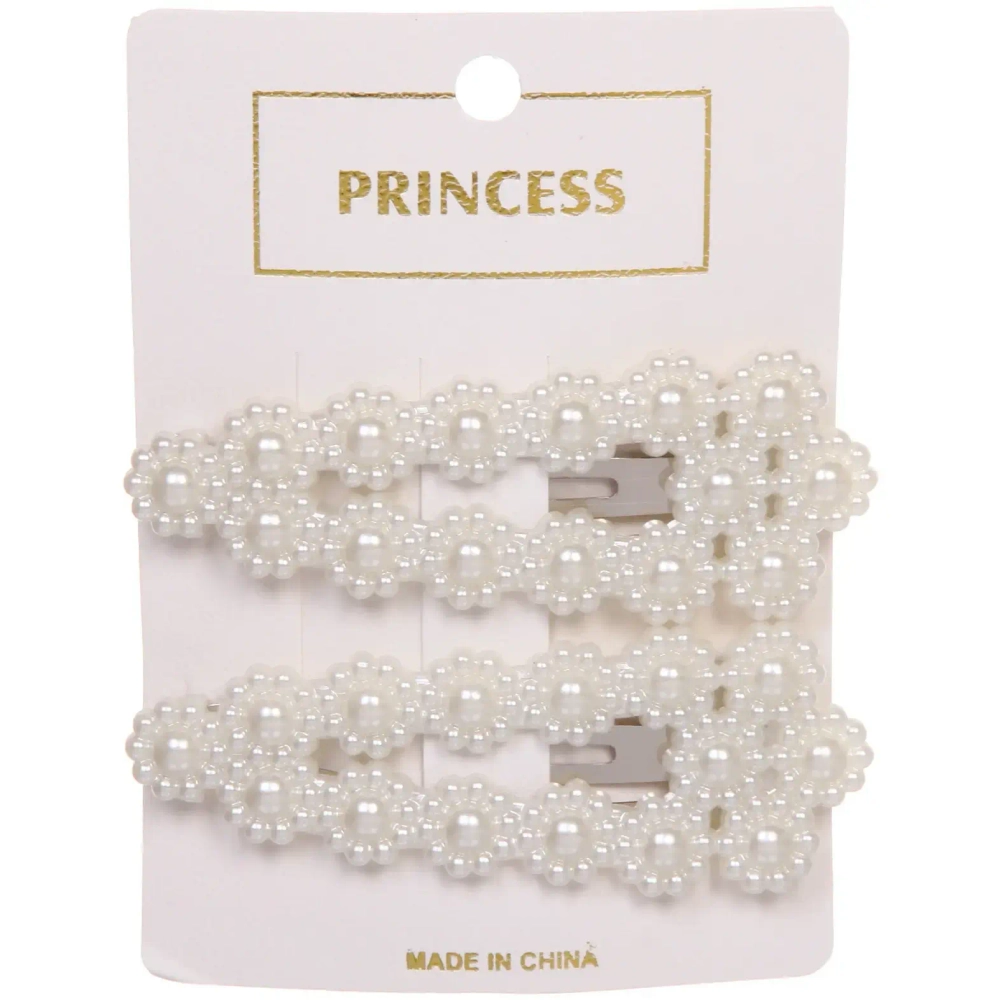 Зажимы для волос 2шт «New collection -Жемчужинки», овал, цвет белый, 8*3см