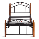 Кровать AT-8077 - дерево гевея/металл, 90*200 см (Single bed), красный дуб/черный