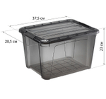 Ящик для хранения с замками КИП 15,5 л 375x285x230 чёрный прозрачный