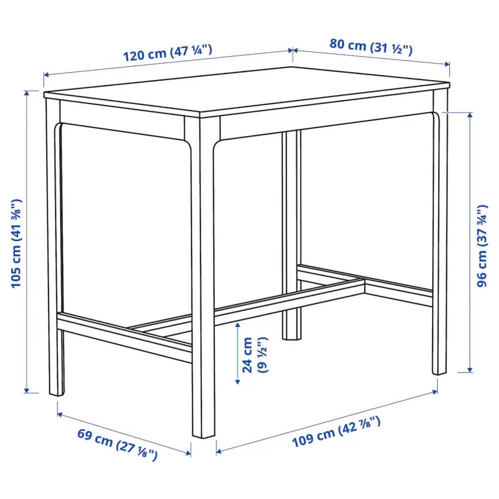 Барный стол - IKEA EKEDALEN/ЭКЕДАЛЕН ИКЕА  120x80x105 см,  темно-коричневый