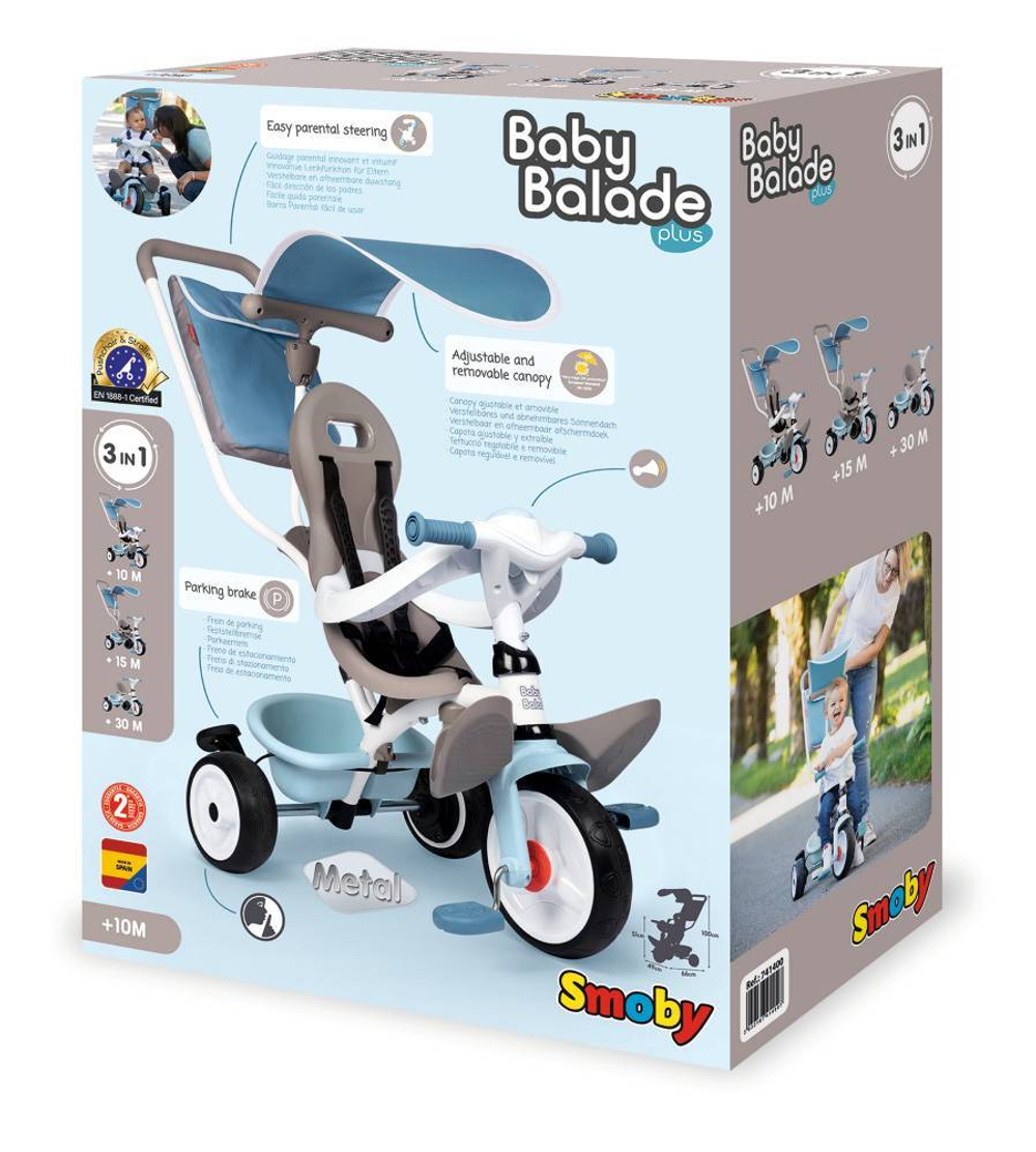 Smoby Baby Balade Plus 3в1 Детский трехколесный велосипед синий 741400/ велосипед детский/детский транспорт купить в Москве | Доставка по России.