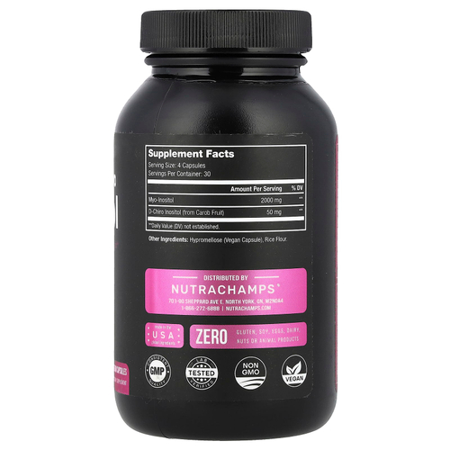 NutraChamps, Myo & D-хиро инозитол, 120 веганских капсул