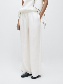 Massimo Dutti Свободные брюки с декоративной отделкой кантом, белый