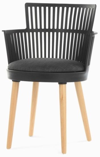 Стул Trinidad черный пластик с подушкой, ножки деревянные 