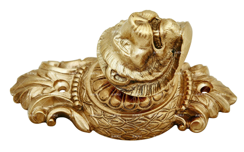 Ручка латунная каминная Лев