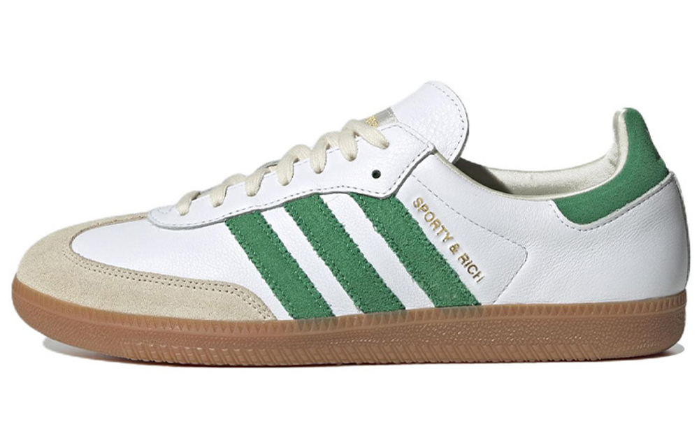 SPORTY & RICH x adidas originals Samba OG non-slip wear-resistant lightweight low-top sneakers for men and women with the same white and green