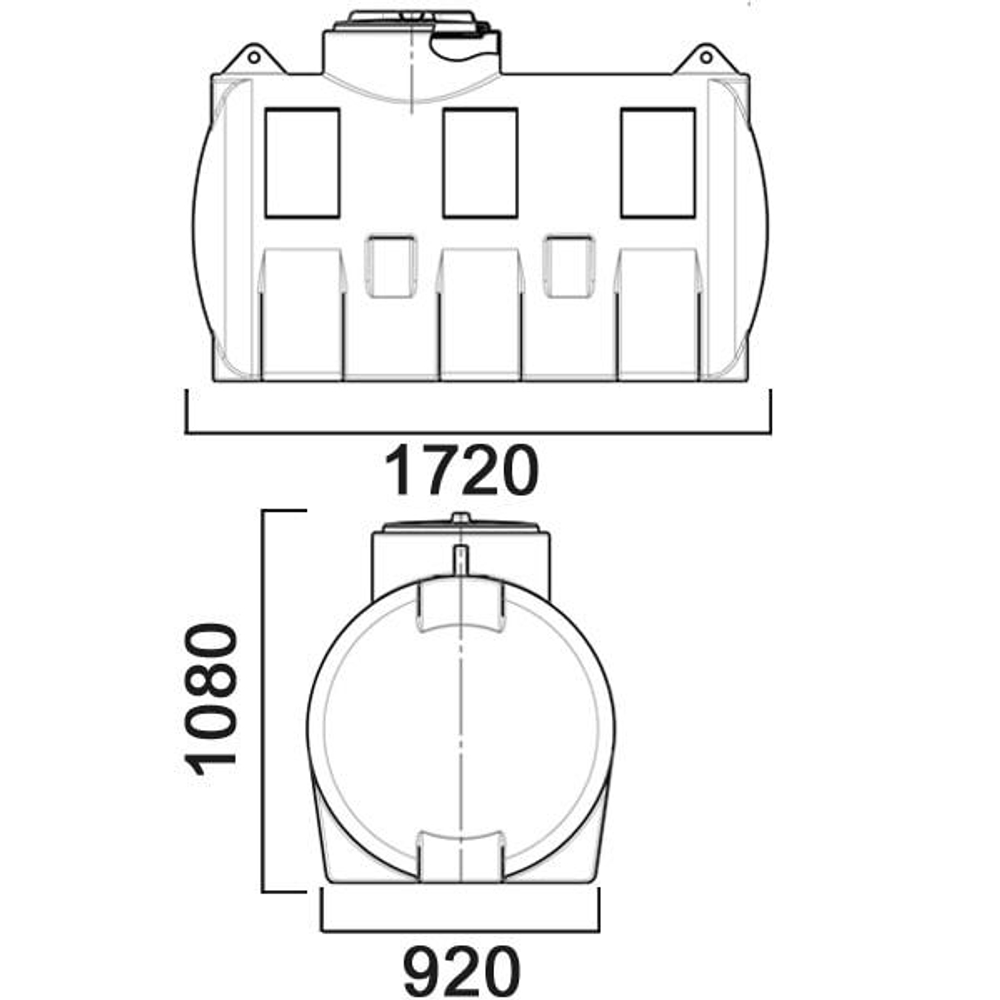 Емкость 1000л МН усиленная, с откидной крышкой с  клапаном Анион 1000 л. горизонтальная (1720x920x1080см;желтый) - арт.559544