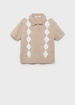 Свитер с воротником поло и узором «ромбы»