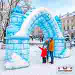 Новогодняя надувная арка «Зимняя крепость», 4×1,5×2,5 м