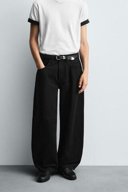 ZARA ДЖИНСЫ BALLOON FIT, ЧЕРНЫЙ