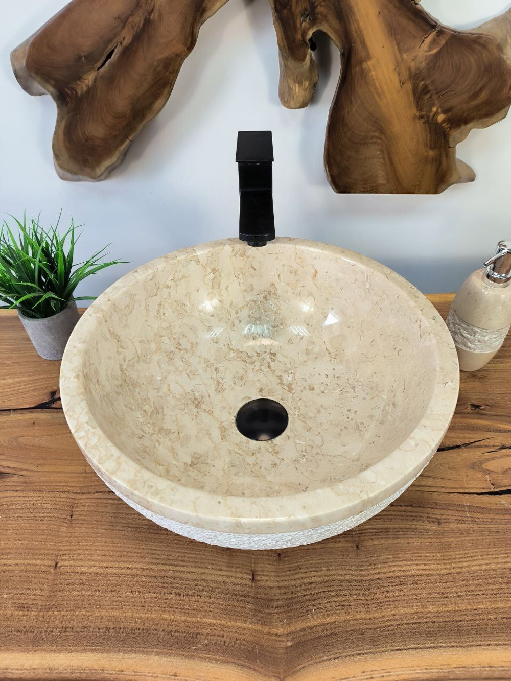 Раковина из мрамора Bowl Cream Dotted BM-65736 40х40х17 из натурального камня