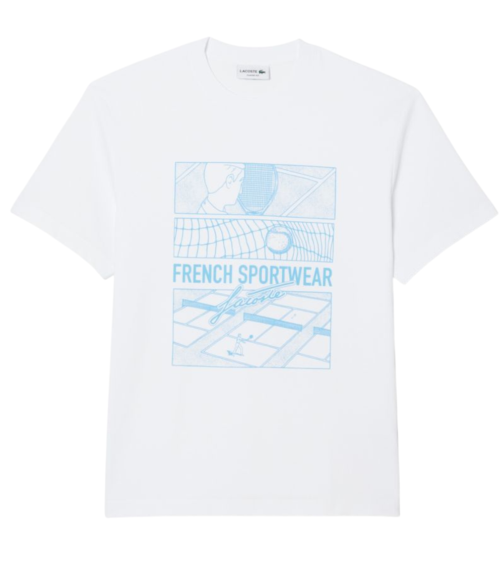 Теннисная футболка Lacoste Tennis Court Print Cotton - white