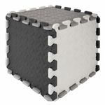 Коврик-пазл напольный 1,2х1,2 м, 16 шт., 30х30 см, толщина 1 см, серый, черный, светло-серый, ЮНЛАНДИЯ, 664817