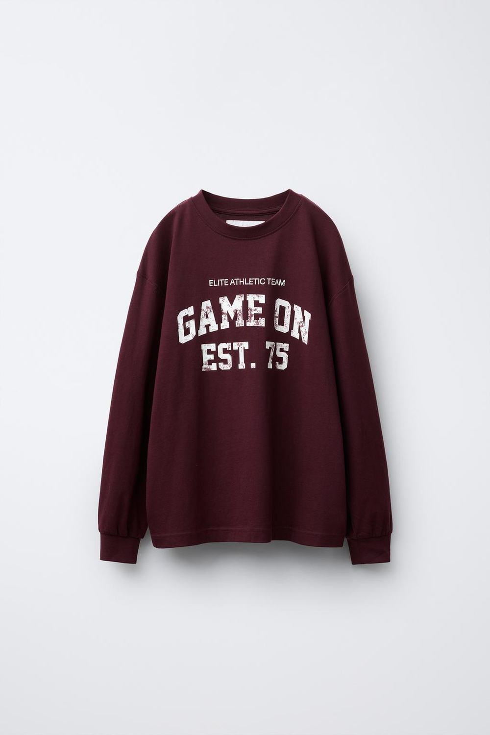 ZARA ФУТБОЛКА С ПРИНТОМ, БУРГУНДИ