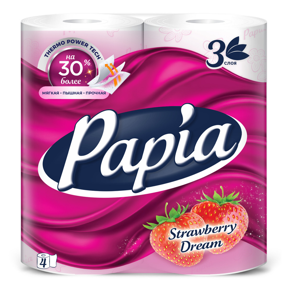 Papia Туалетная бумага Strawberry Dream 3сл 4шт