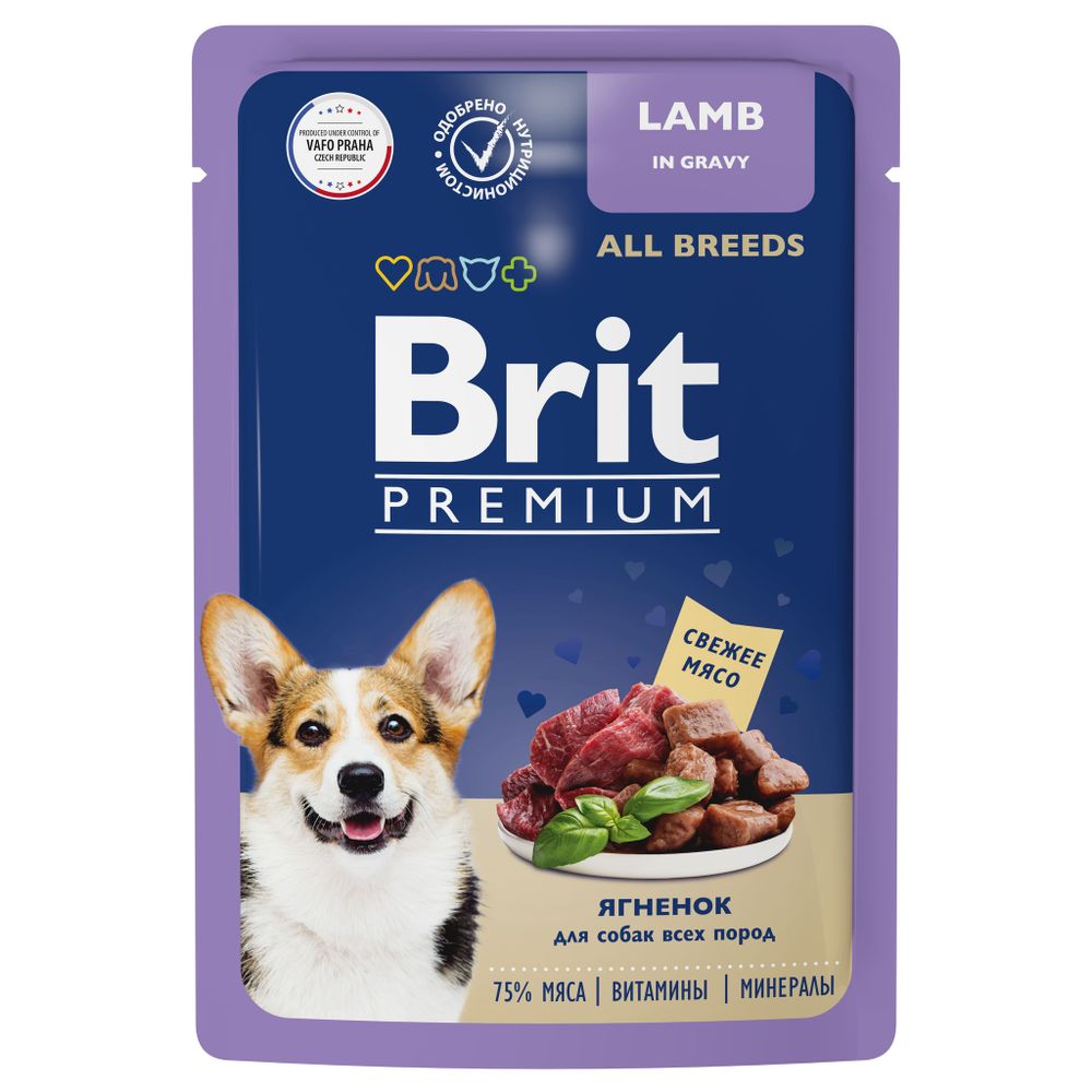 Brit Premium Пауч для взрослых собак всех пород ягненок в соусе 85 г