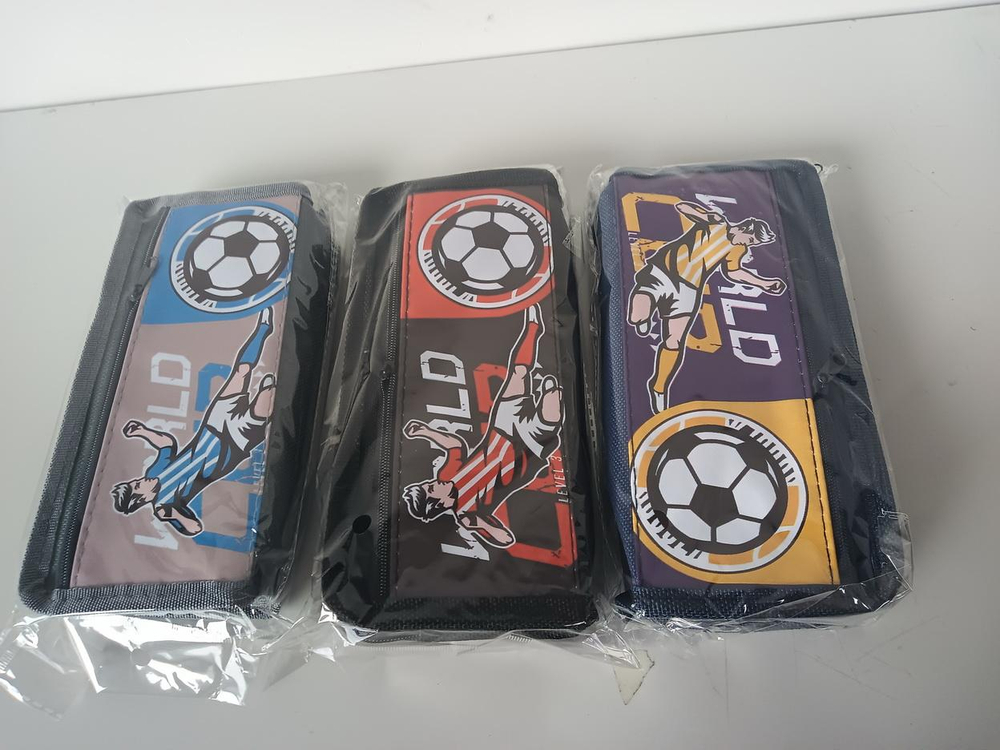 Пенал мягкий 2 отделения "Футбол" 3 цвета микс