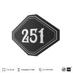 Номерок на дверь квартиры 251, для кабинета, офиса, шильдик 9 х 7 см, черный, Айдентика Технолоджи
