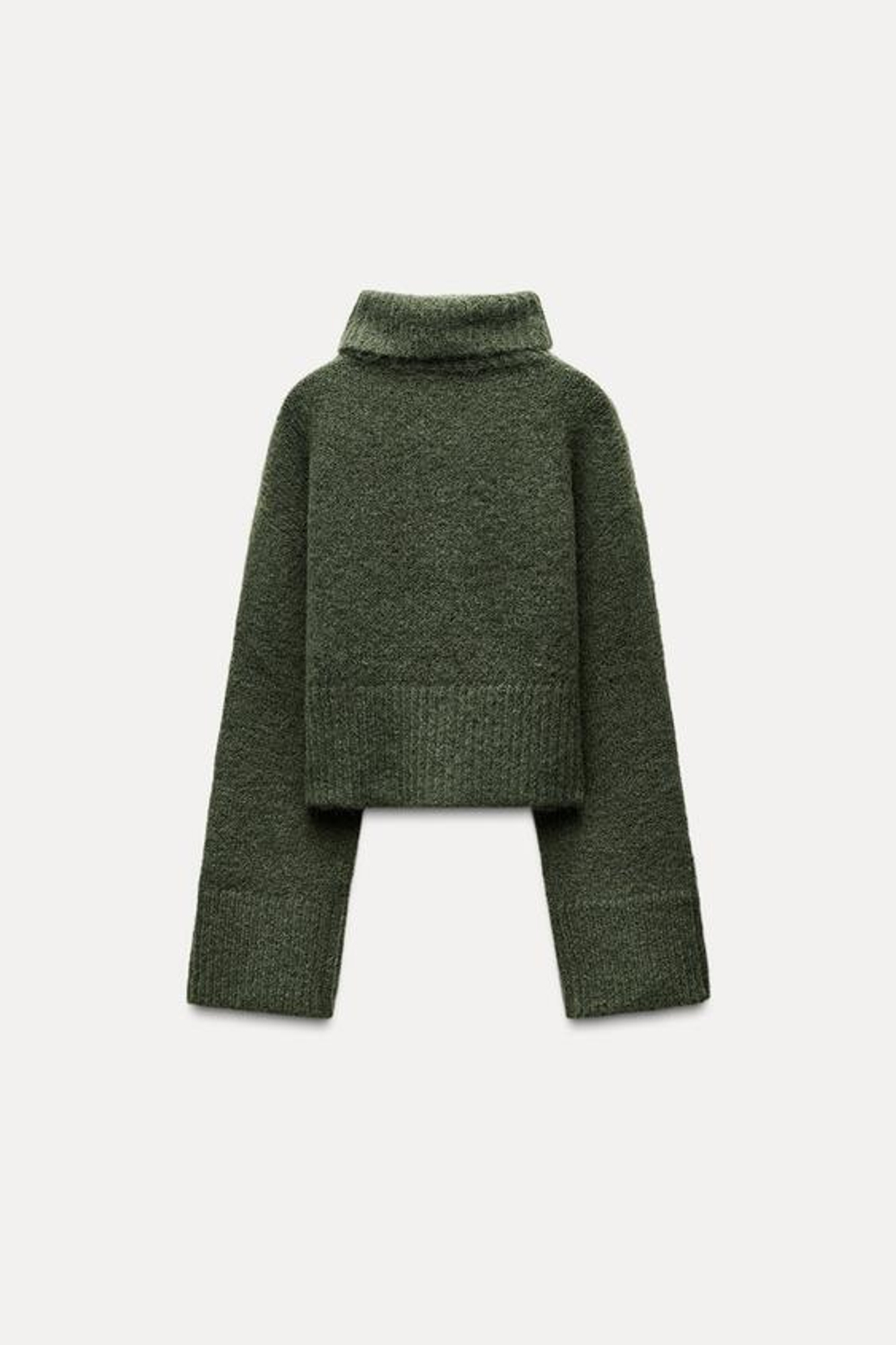 ZARA СВИТЕР ИЗ МЯГКОГО ТРИКОТАЖА, ЗЕЛЕНЫЙ