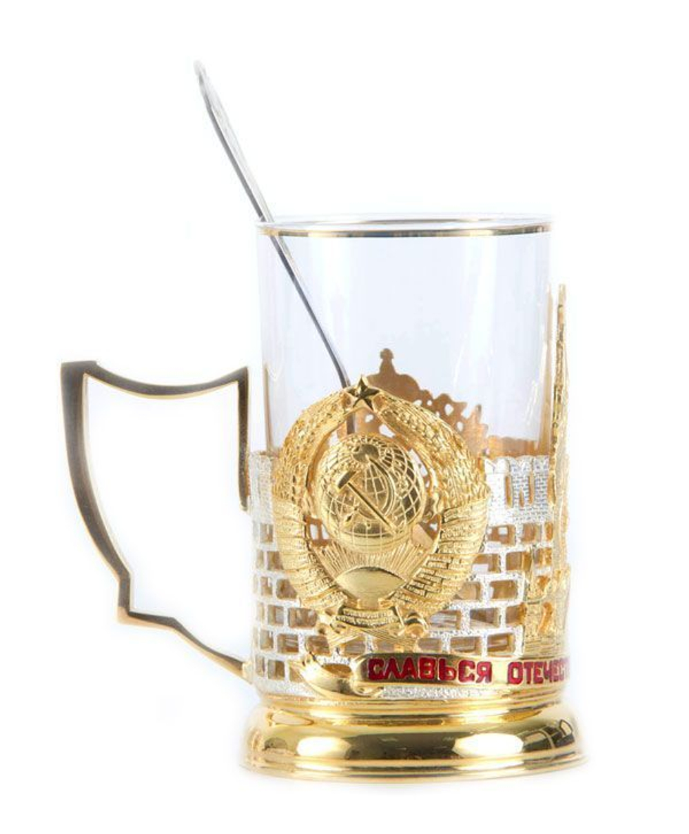 Подстаканник Славься Отечество с позолотой