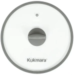 Крышка стеклянная плоская 280мм, с ободом и пароотводом из силикона и бакелитовой ручкой софт-тач цвет серый, деколь серая