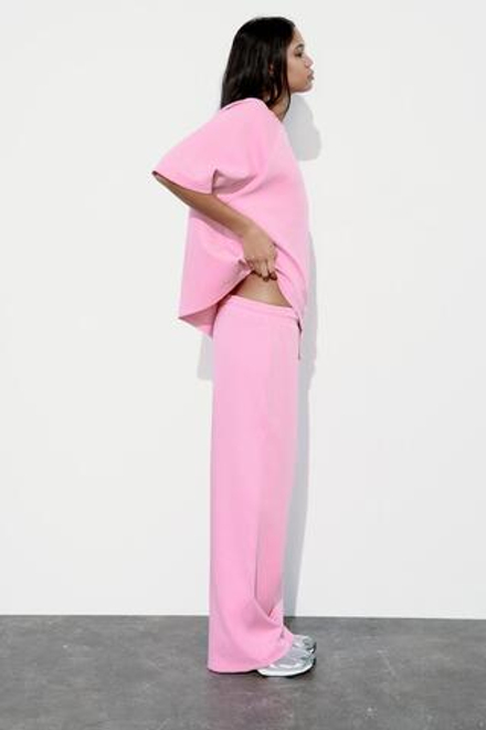 ZARA БРЮКИ-ДЖОГГЕРЫ ИЗ ТКАНИ INTERLOCK, РОЗОВЫЙ
