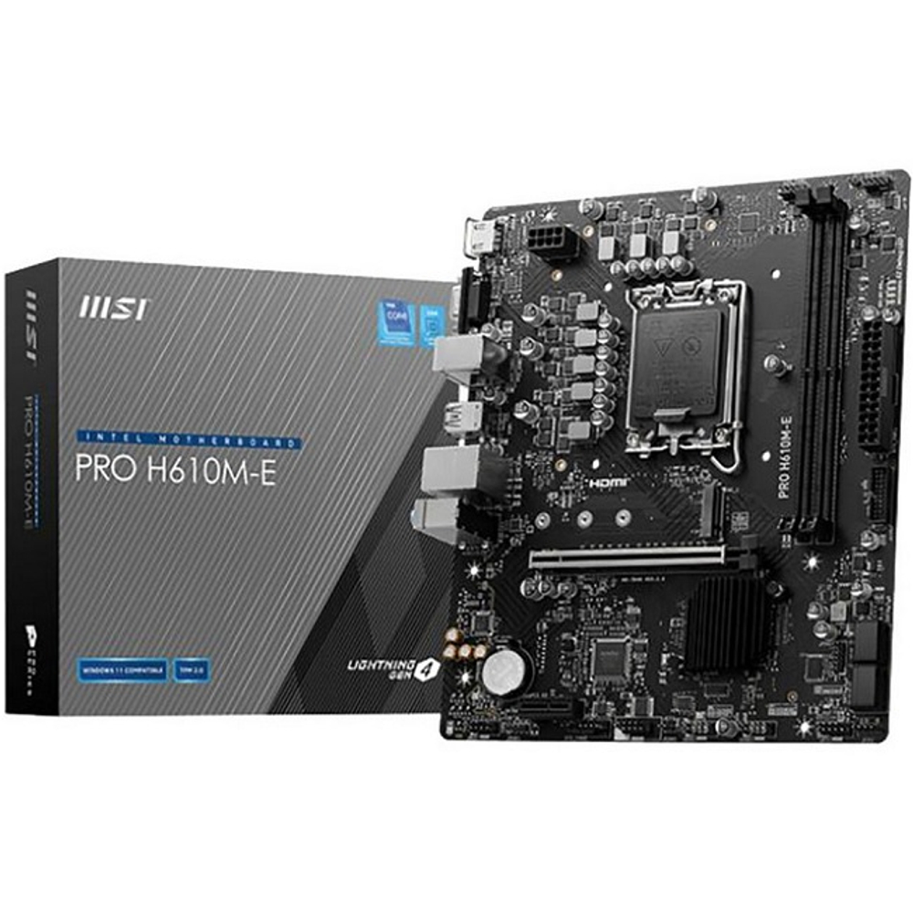 Материнская плата MSI PRO H610M-E (LGA1700/H610/2xDDR5/PCI-Ex16/M.2/SB7.1/GLAN/HDMI/VGA/mATX)