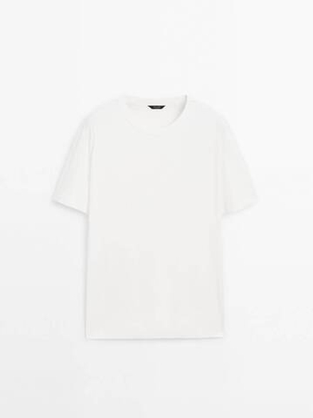 Massimo Dutti Футболка из 100% хлопка, натуральный, кремовый