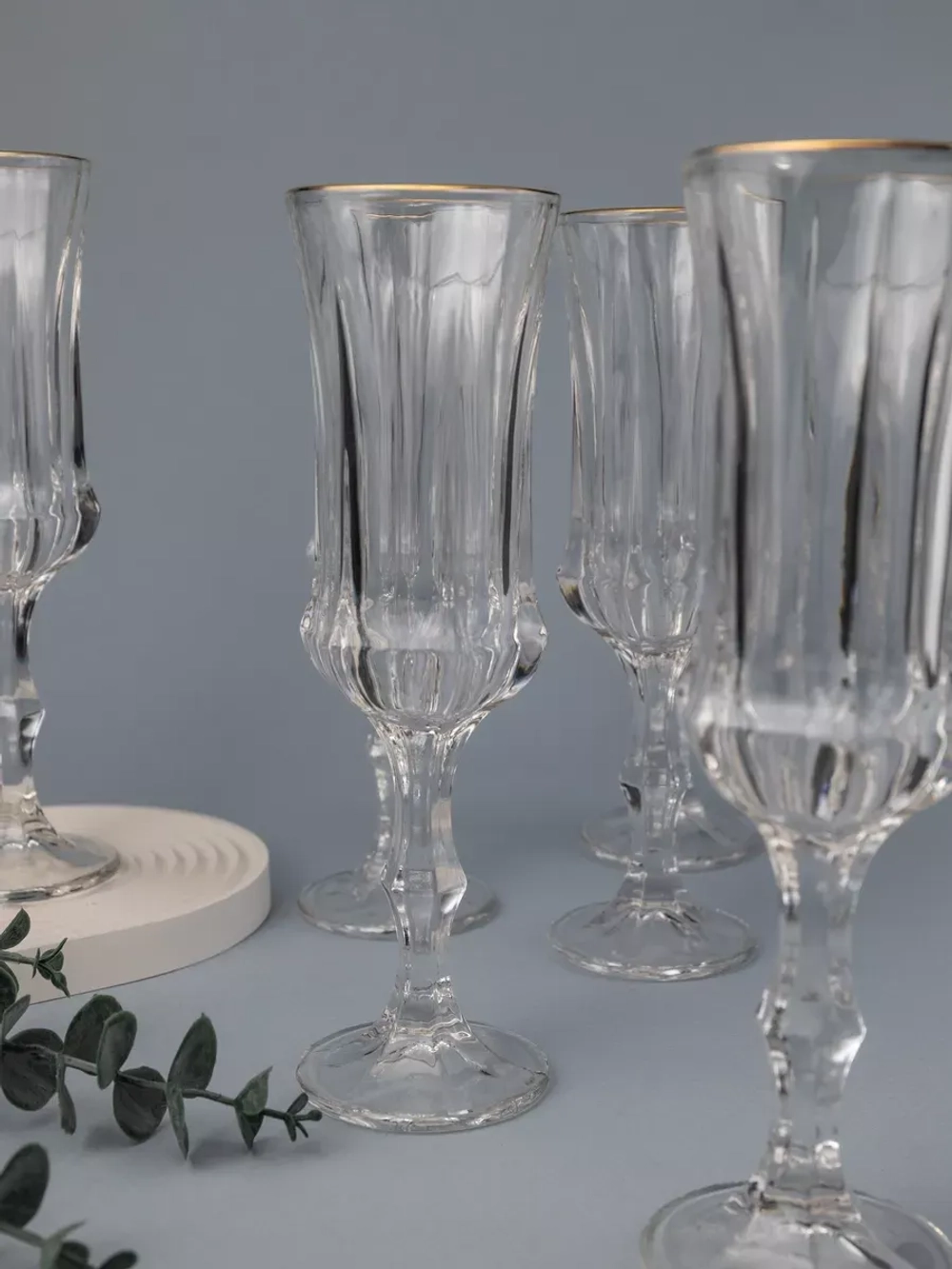 Набор бокалов для шампанского, 160 мл. 6 шт, с золотом