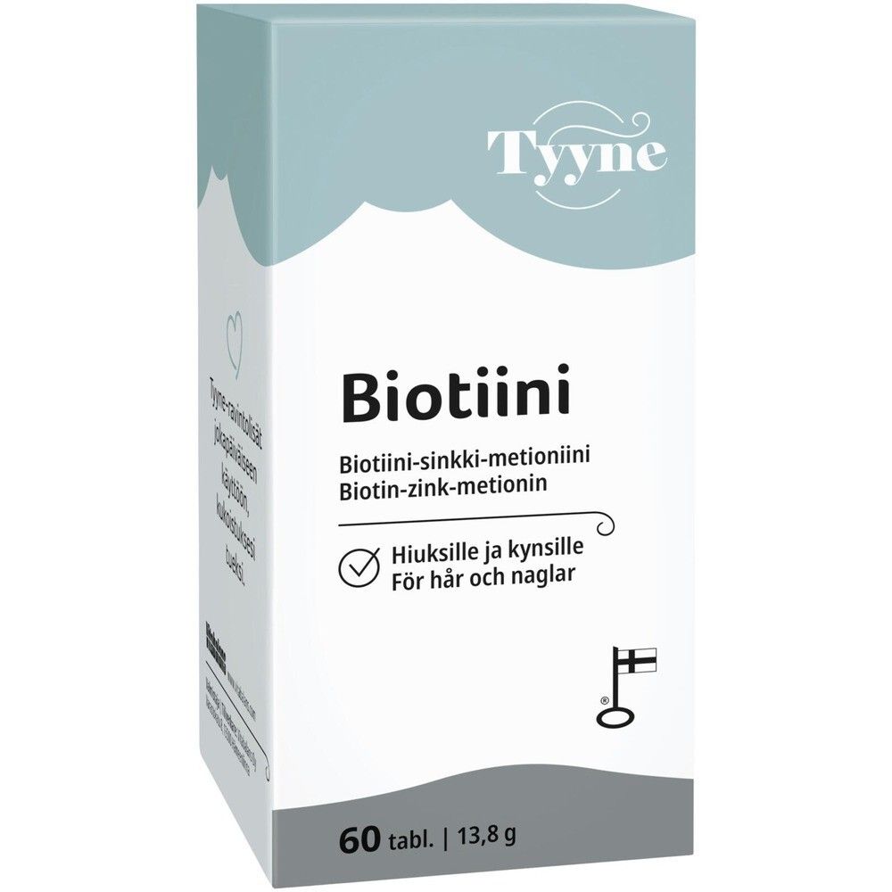Tyyne Biotiini 60 Tabl., Biotiini-Sinkki-Metioniinitabletti, Vitabalans –  купить за 2 600 ₽ с доставкой из Финляндии