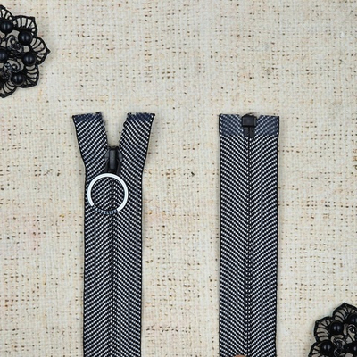 Молния спираль скрытая, Т5, L 77 см, чёрный с белым