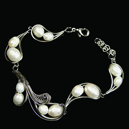 Браслет "Росток" жемчуг, скань асс.