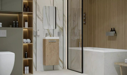 Тумба подвесная VELVEX Estea 40.1D дуб санремо с раковиной Cersanit MODUO 40