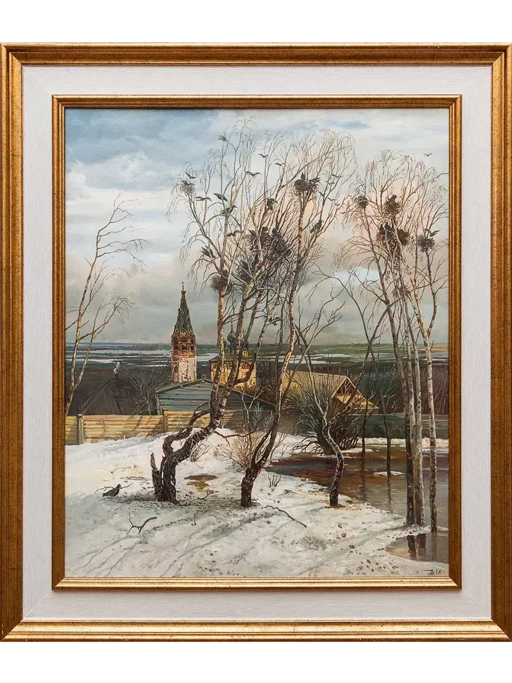 Картина маслом Грачи прилетели. Копия картины Саврасова. Дельцов