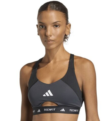 Теннисный бюстгальтер Adidas Techfit Workout Color Block Medium Support - black/carbon