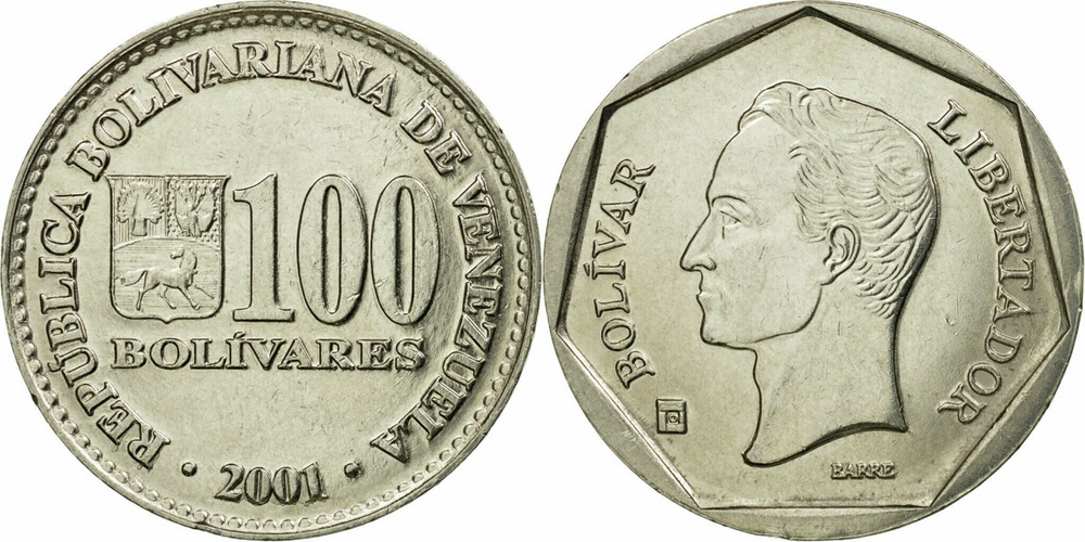 Венесуэла 100 боливаров, 2001-2004 Симон Боливар XF