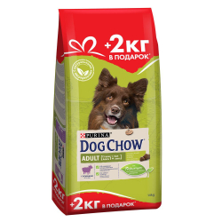 DOG CHOW adult 14кг корм для взрослых собак с ягненком 2кг в Подарок