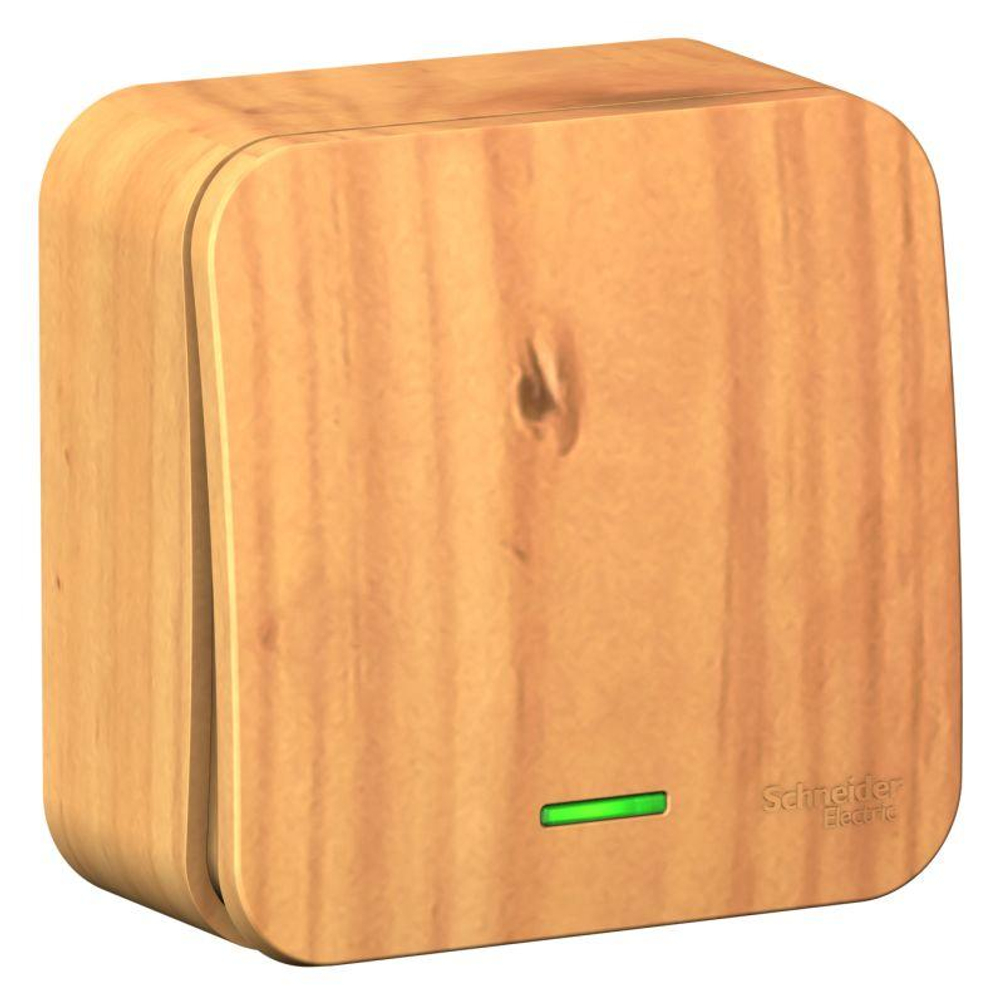 Выключатель 1-кл. ОП Blanca 10А IP20 (сх. 1) 250В с подсветкой с изолир. пластиной ясень SE BLNVA101115